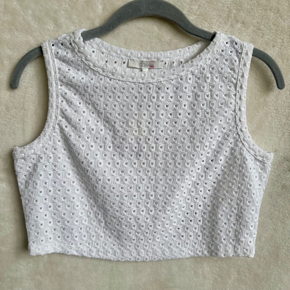 Francesca's White Eyelet Crochet Crop Top Boho NWTโ Sleeveless Medium M